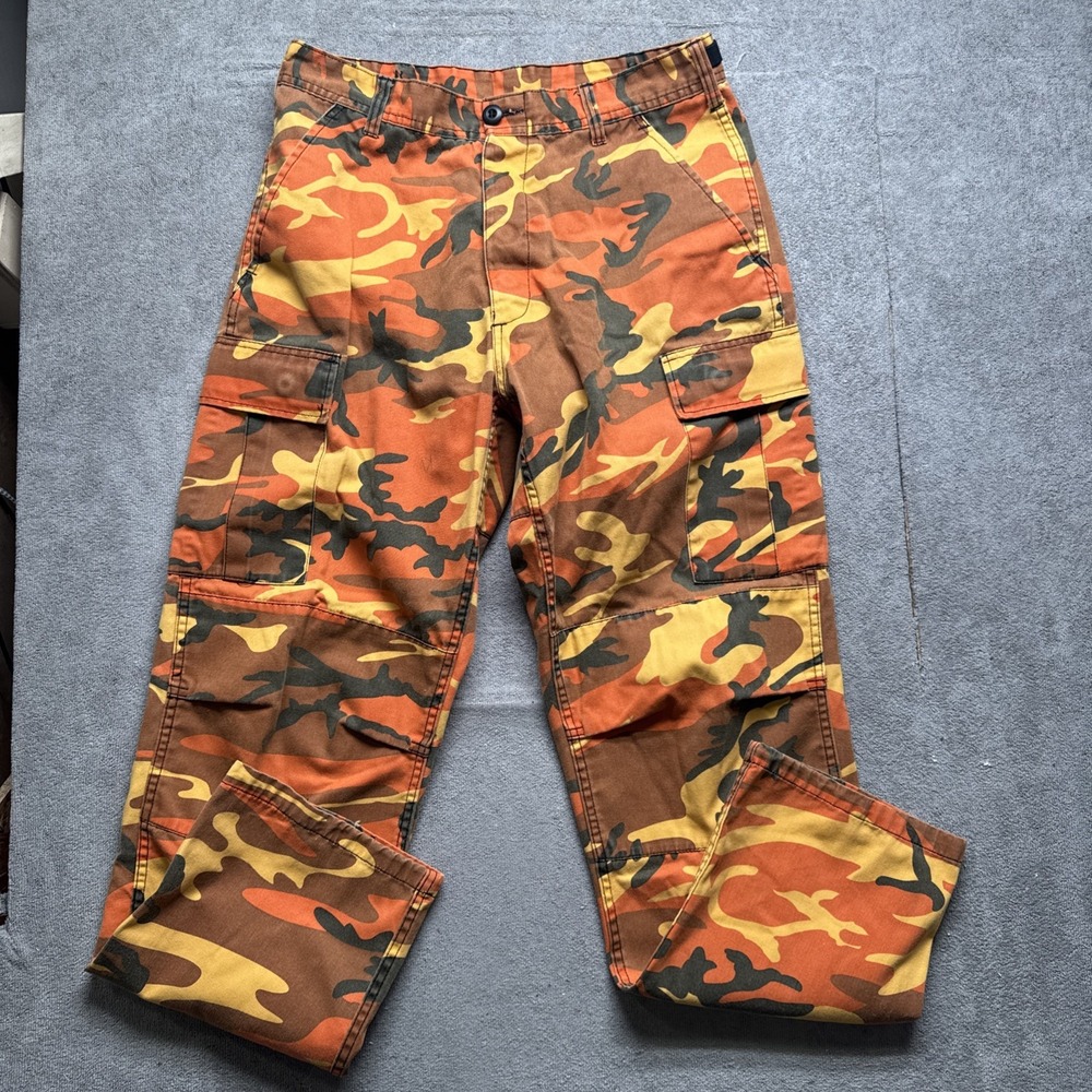 Rothco Tactical Cargo Pants Men's 31x29 Orange Camo Military‎ Utility Streetwear